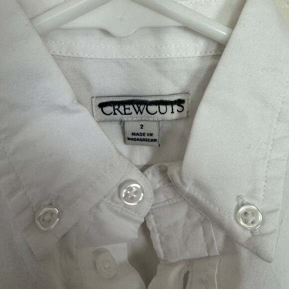 Crewcuts J.Crew Long Sleeve Shirt Boys 2 White Cotton Button Down Chest Pocket - Picture 3 of 6